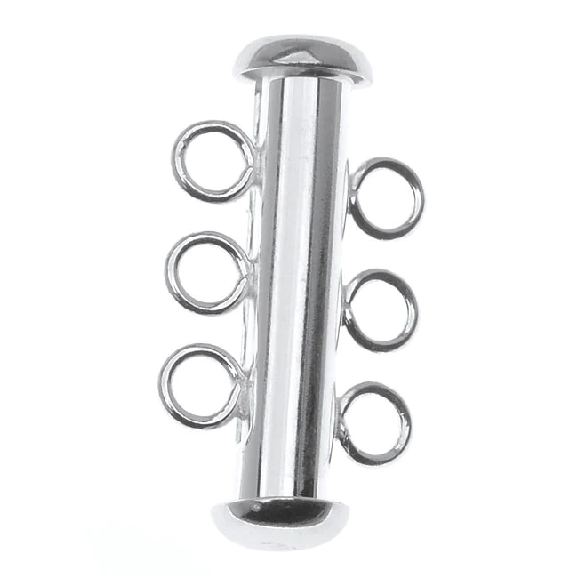 Sterling Silver Tube Lock Clasps-3 strand