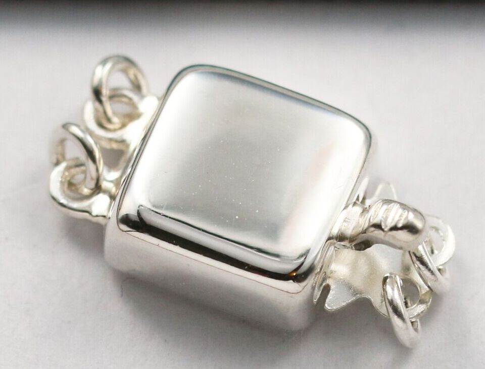 Sterling Silver Square Clasps - 8mm 2 strand