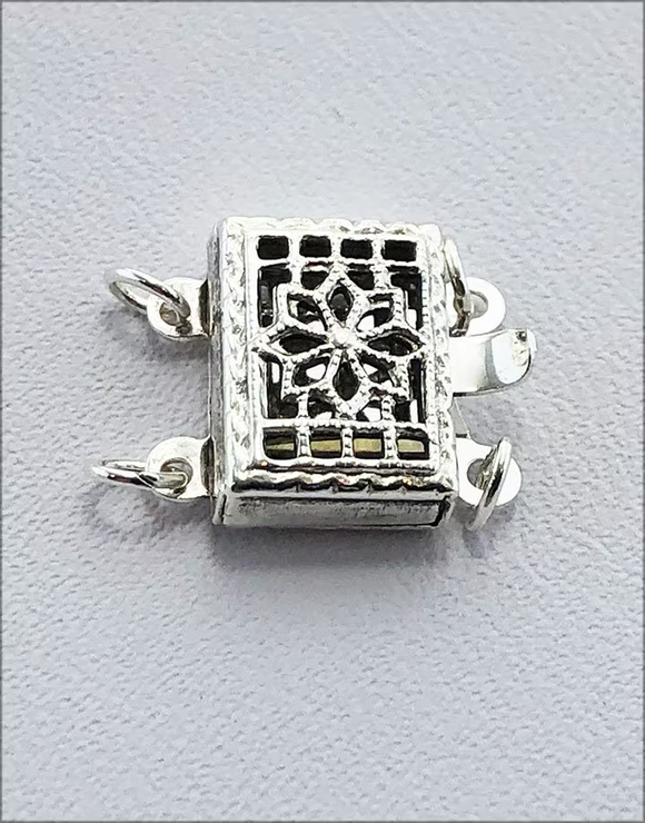 Sterling Silver Fancy Square Clasps - 8mm 2 strand