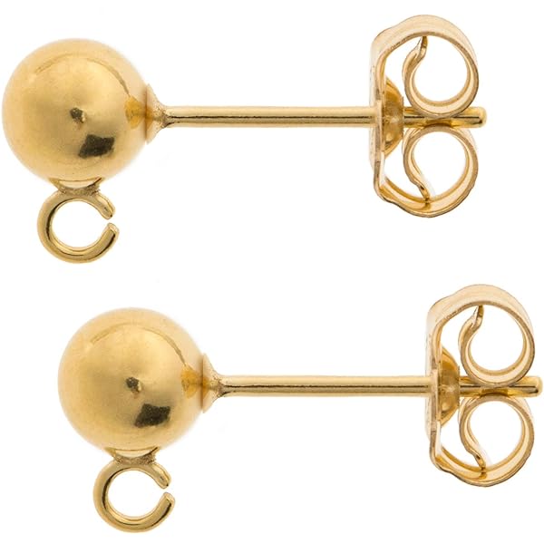 14K Gold Filled Ball Posts with Ring- 4mm