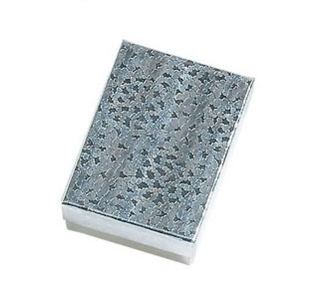 Cotton-filled Jewelry Gift Boxes - 2.5”x 1.5”x 1” Silver