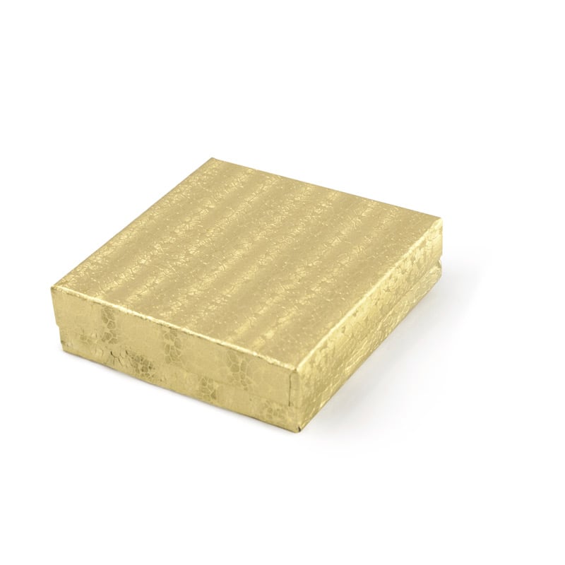 Cotton-filled Jewelry Gift Boxes - 3”x 3”x 1” Gold