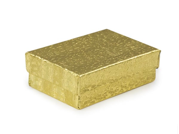 Cotton-filled Jewelry Gift Boxes - 5”x 6”x 1” Gold