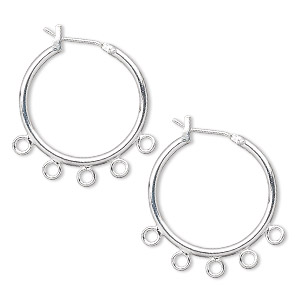 Silver Hoop Earrings w/Loop - 25mm w/ 5 Loops