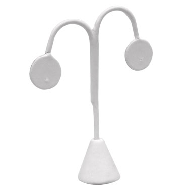 Double Drop Earring Display - White Leatherette