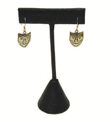 Earring T-bar -  Black Leatherette