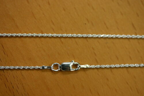 16" 1.4mm Solid Sterling Silver Diamond Cut Rope Chain Necklace Made in Italy