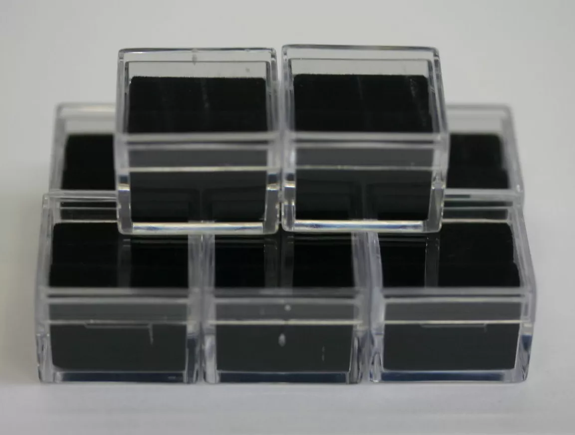 25pcs Acrylic Square Gem Jars Box Gemstones Black Foam 1" x 1" Storage Display