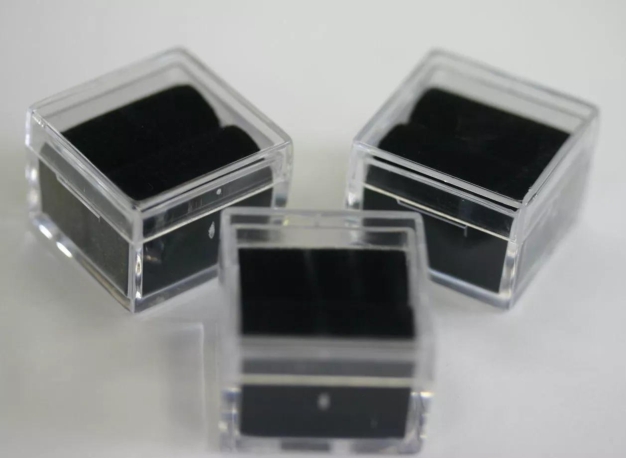 25pcs Acrylic Square Gem Jars Box Gemstones Black Foam 1" x 1" Storage Display