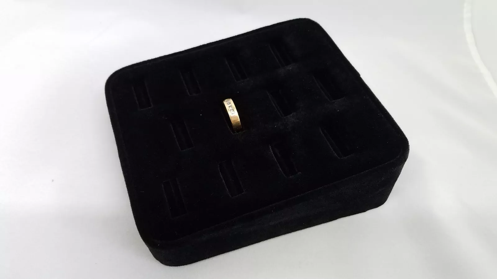 12-Slot Ring Holder Display Black Velvet Free Shipping