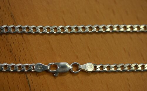 4mm Solid Sterling Silver 6 Sided Cut Curb Necklace Italy 16"