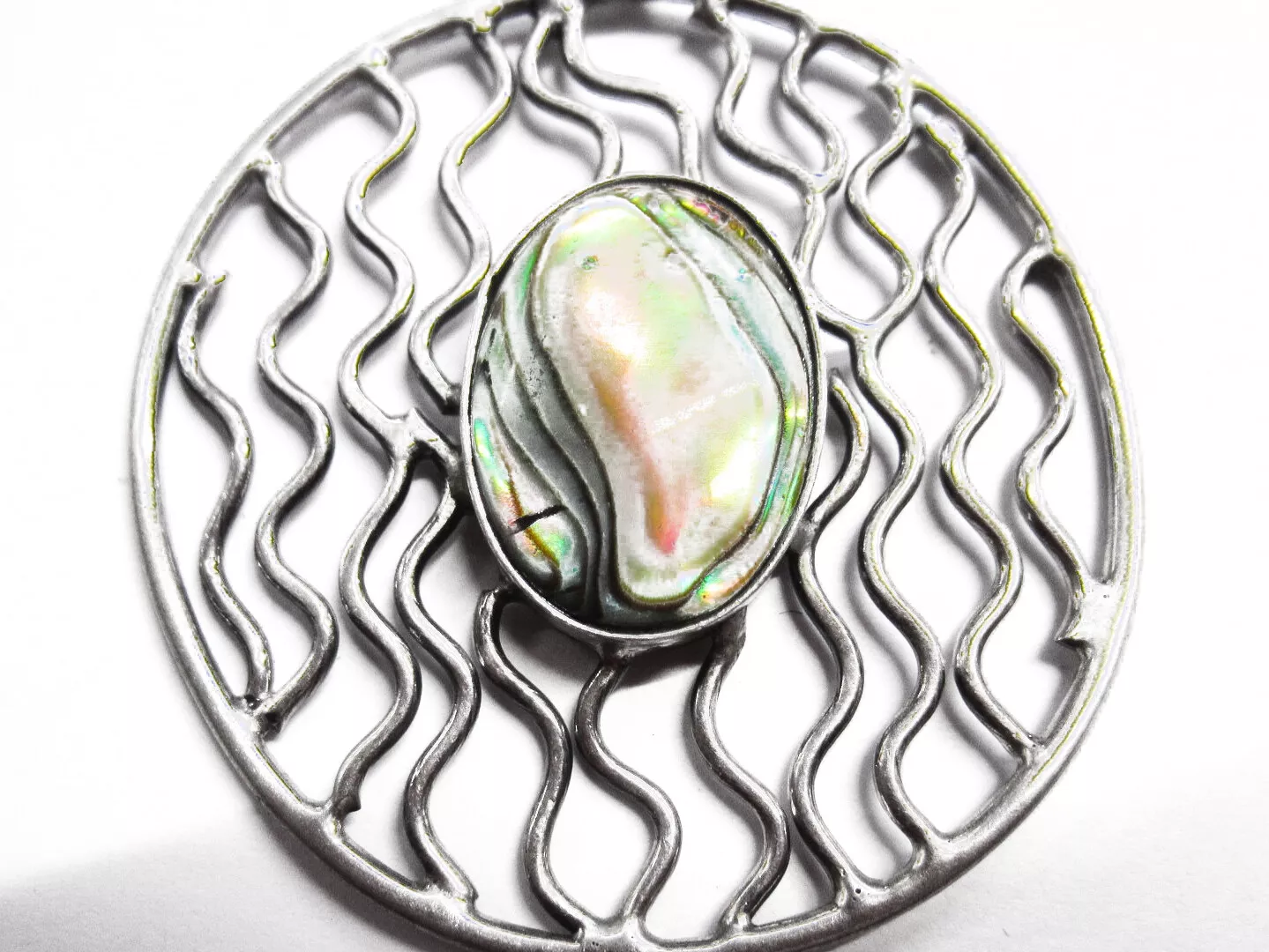 Solid 925 Sterling Silver Natural Oval Paua Shell Abalone Pendant Jewelry