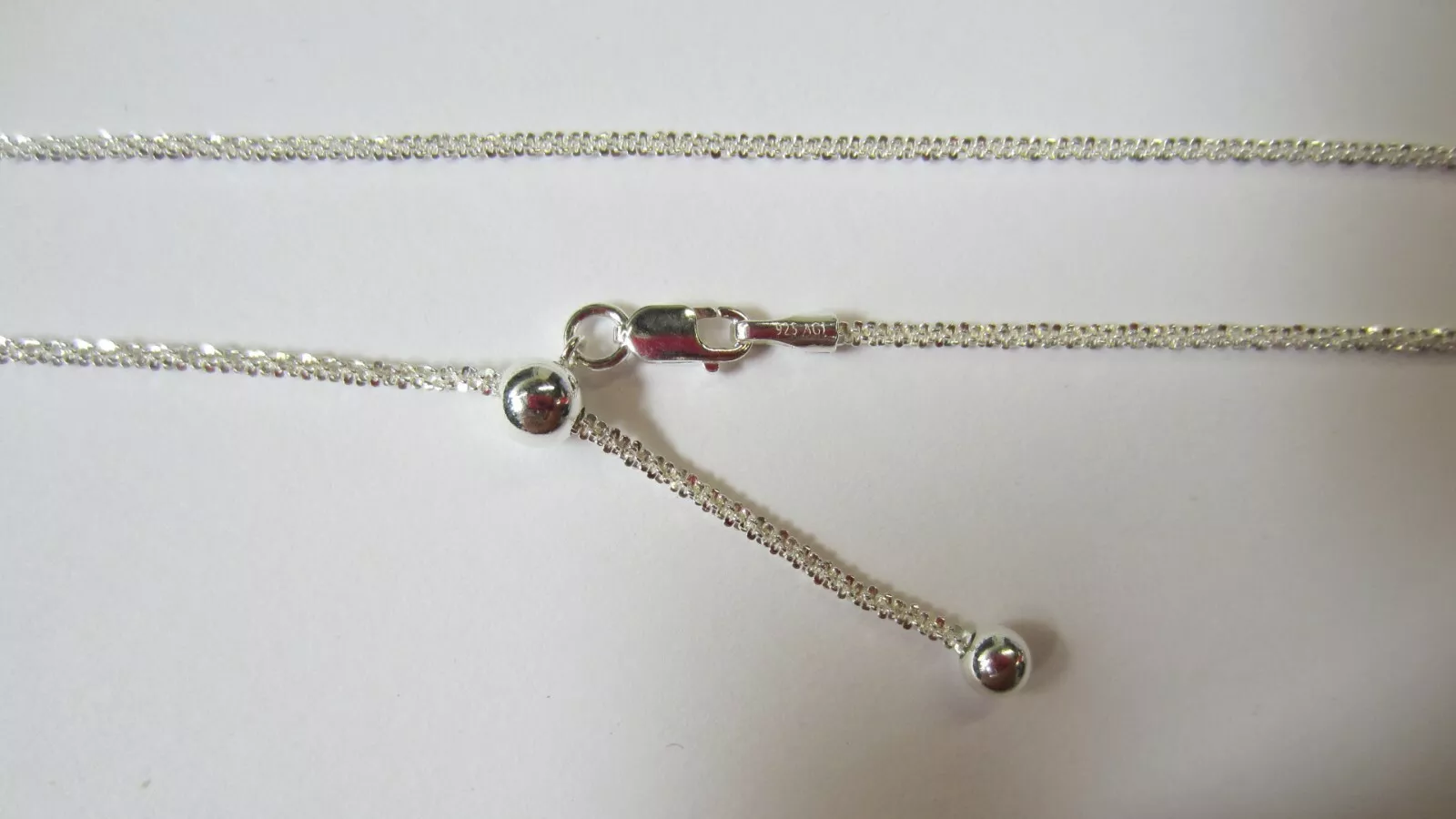 1.5mm Solid 925 Sterling Silver Adjustable Criss Cross Chain Necklace up to 22"