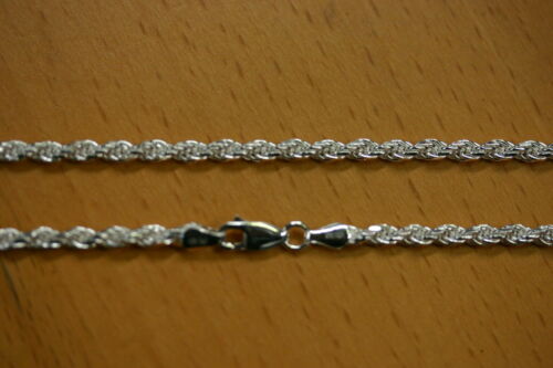 20" 3.3mm Solid Sterling Silver Diamond Cut Rope Chain Necklace Made in Italy