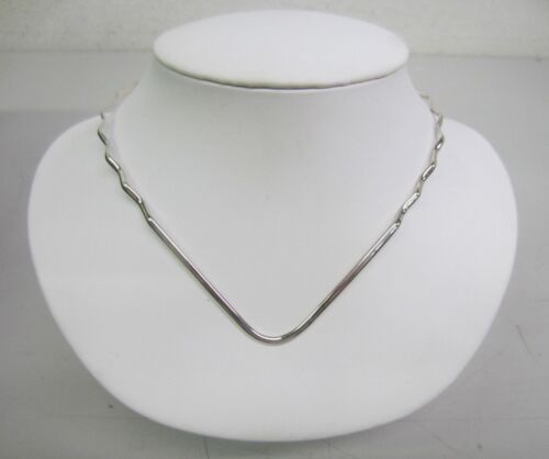 Pure Solid 925 Sterling Silver Choker Collar Wire Necklace Wave Style V Shape