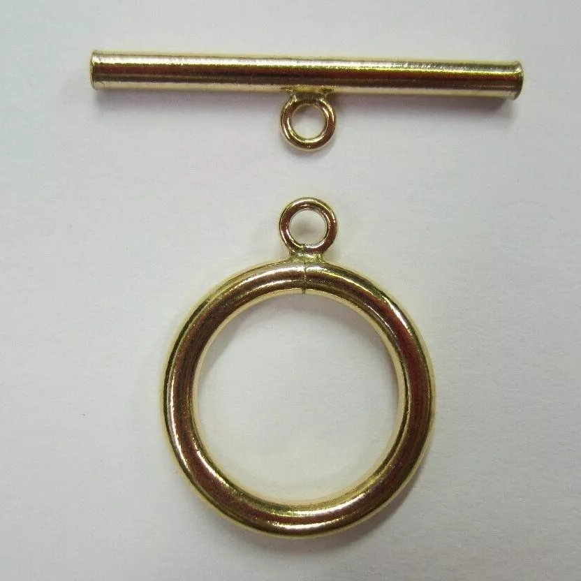 2 sets 15mm 14K yellow Gold Filled Plain Tube Ring Bar Clasp Toggle Made in USA