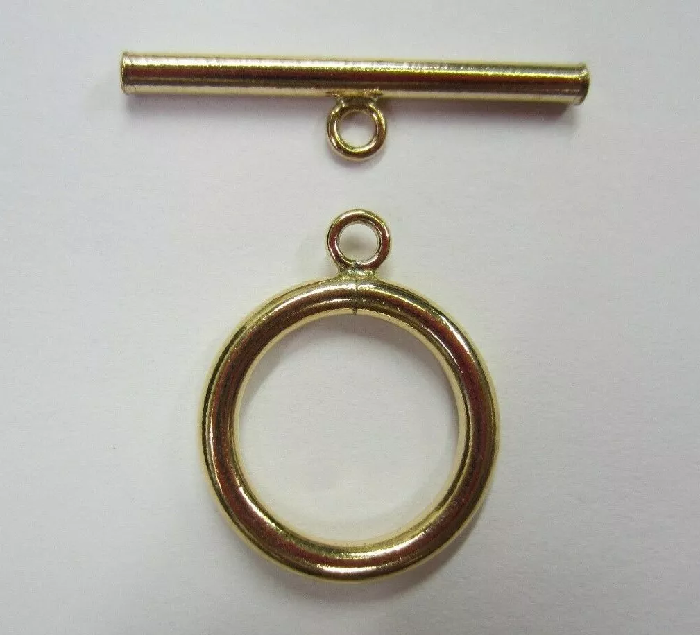 15mm 14K yellow Gold Filled Plain Tube Ring Bar Clasp Toggle Made in USA