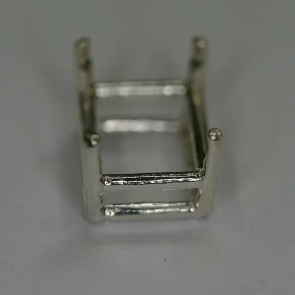 8x10mm Pre-notched Sterling Silver Emerald cut Head Setting Mounting Gemstones