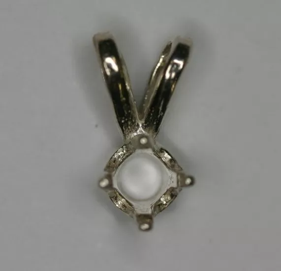 4mm Round Prenotched Sterling Silver Pendant Mounting Setting Gemstones Faceted