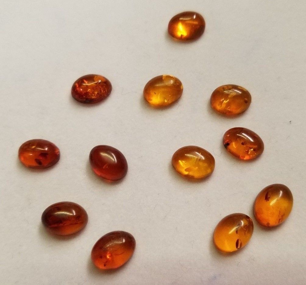 2pcs Natural Calibrated Oval Amber Cabochon Gemstones 5x7mm 7x5mm Cab Jewelry