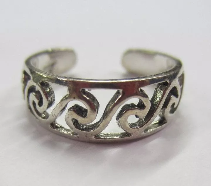 2pcs Sterling Silver Adjustable Toe Ring Celtic Design Solid 925 Jewelry T17