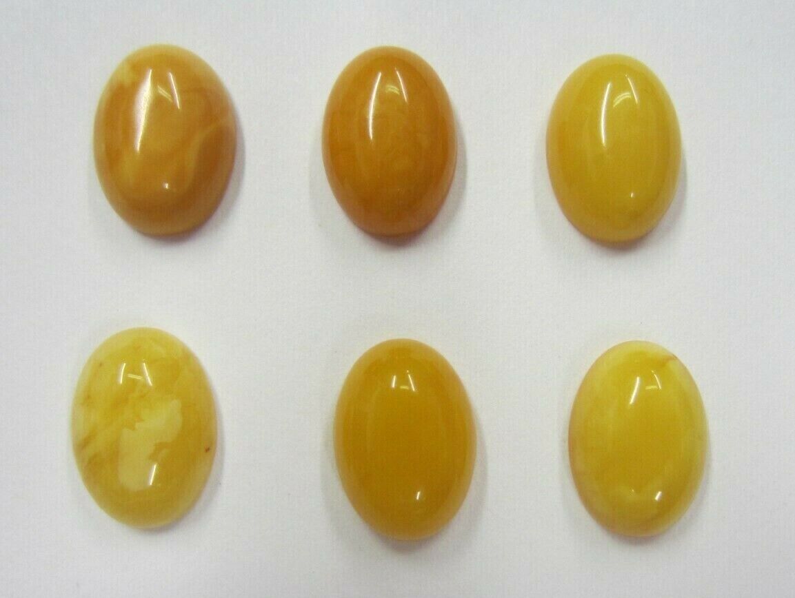 2pcs Natural Butterscotch Amber Calibrated Oval Cabochon Gemstones 6x8mm 8x6mm