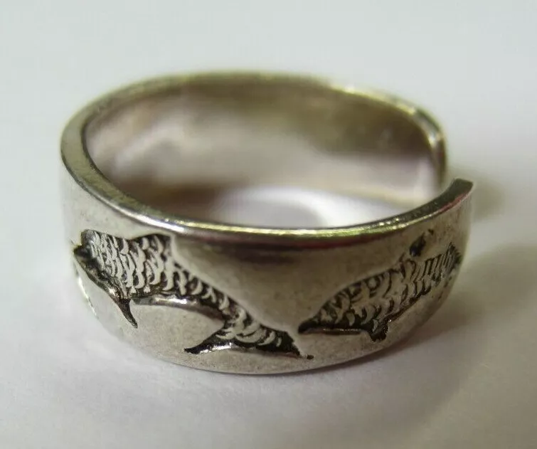 Solid 925 Sterling Silver Adjustable Toe Ring Dolphin Design Oxidized Jewelry