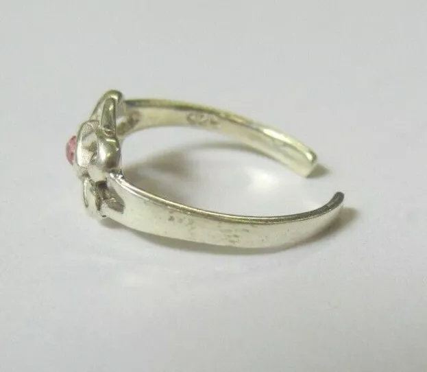 925 Sterling Silver Adjustable Toe Ring Celtic Design with Pink CZ Jewelry S14