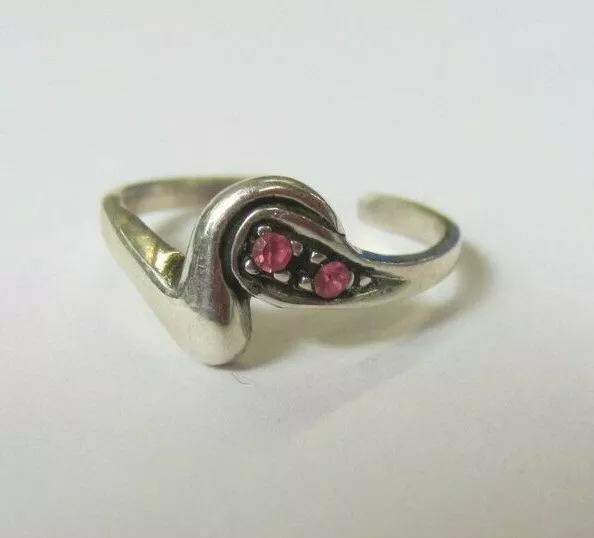 925 Sterling Silver Adjustable Toe Ring Fashion Design with Pink CZ Jewelry