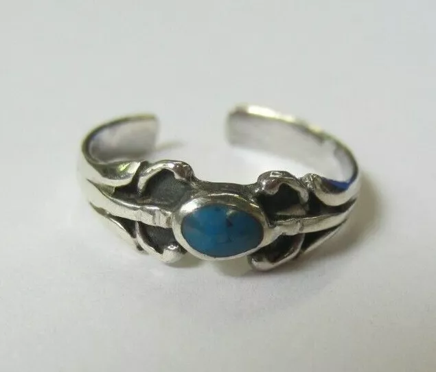 Sterling Silver Adjustable Fashion Design Toe Ring with Turquoise stone Jewelry