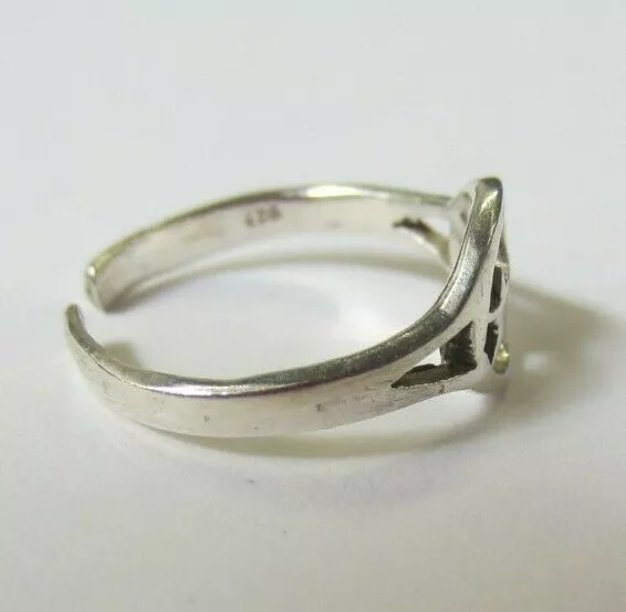 Sterling Silver Adjustable Toe Ring Moon Face with Star Design Oxidized Jewelry