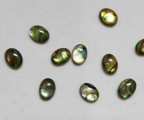 10pcs 5x7mm Natural Paua Shell Abalone Calibrated Oval Cabochon Gems Jewelry