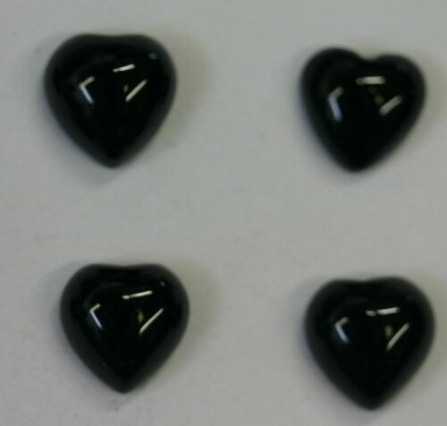 4pcs 12mm Natural Black Onyx Calibrated Heart Cabochon Gemstones Gems Jewelry