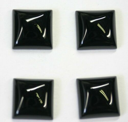 4pcs 12mm Natural Black Onyx Calibrated Square Cabochon Gemstones Gems Jewelry