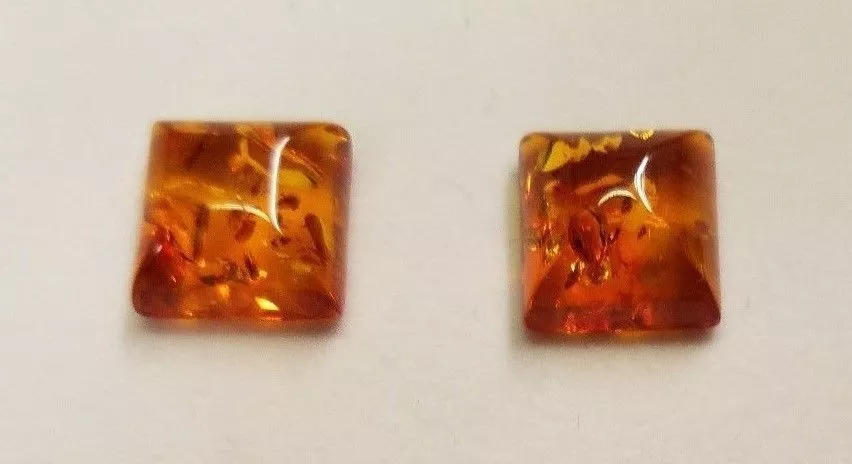 7mm Natural Baltic Amber Calibrated Square Cabochon Gemstones Cab Jewelry