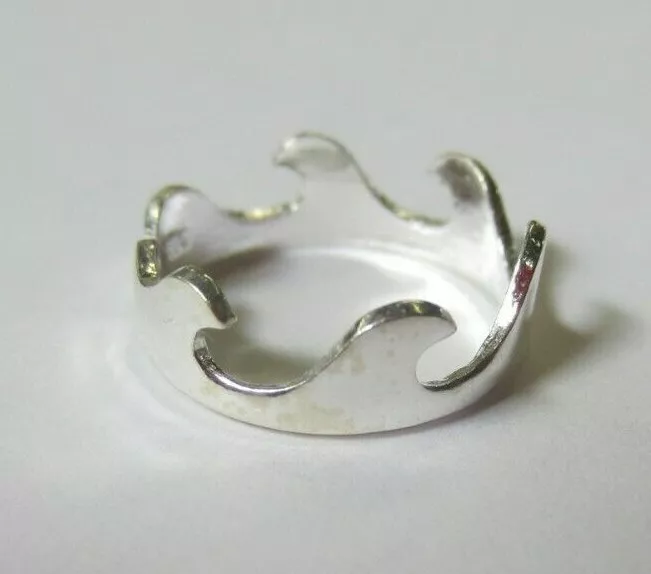 Sterling Silver Adjustable Toe Ring Crown Wave Look Design Solid 925 Jewelry T28