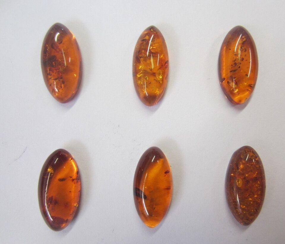 Natural Amber Long Oval Cabochon High Quality Gemstones 9x18mm Jewelry Making