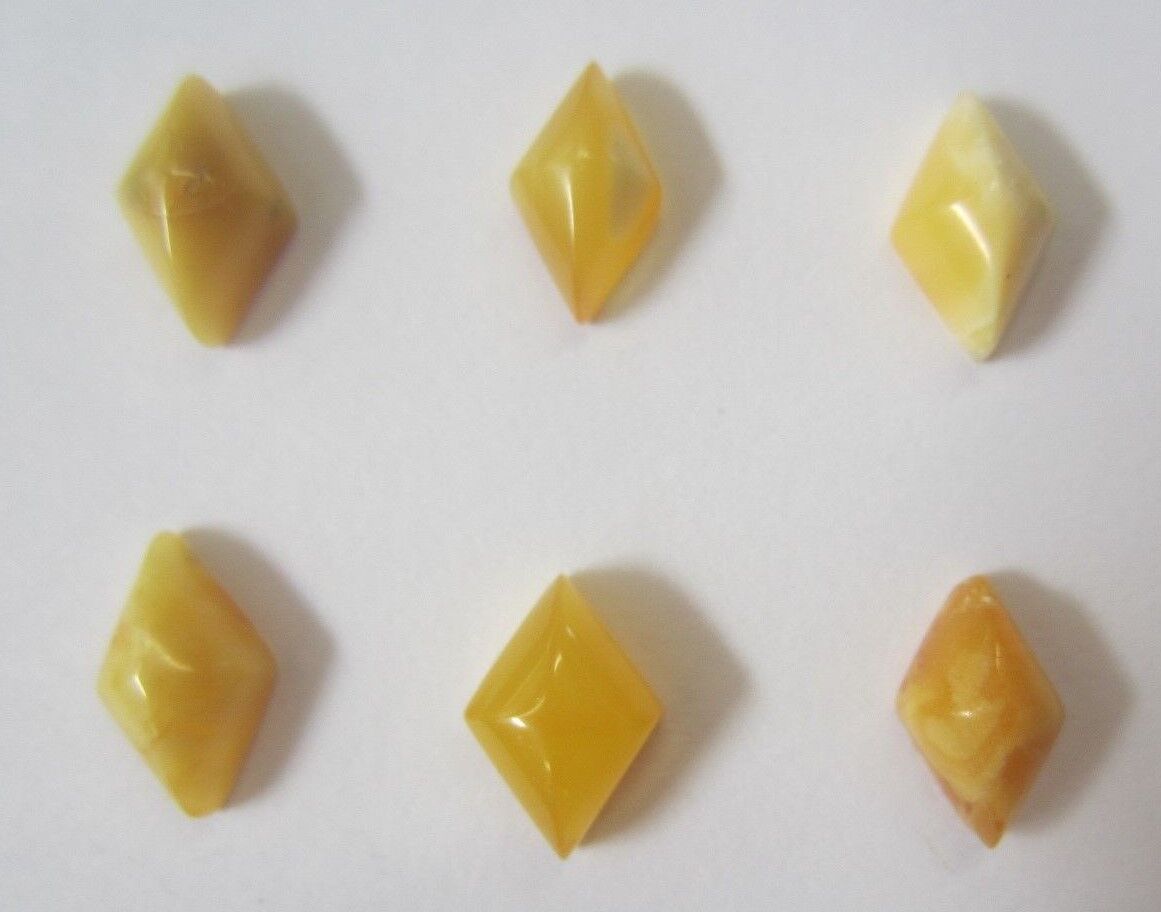 2pcs Natural Butterscotch Amber Diamond cut Cabochon 7x11mm HARD TO FIND RARE