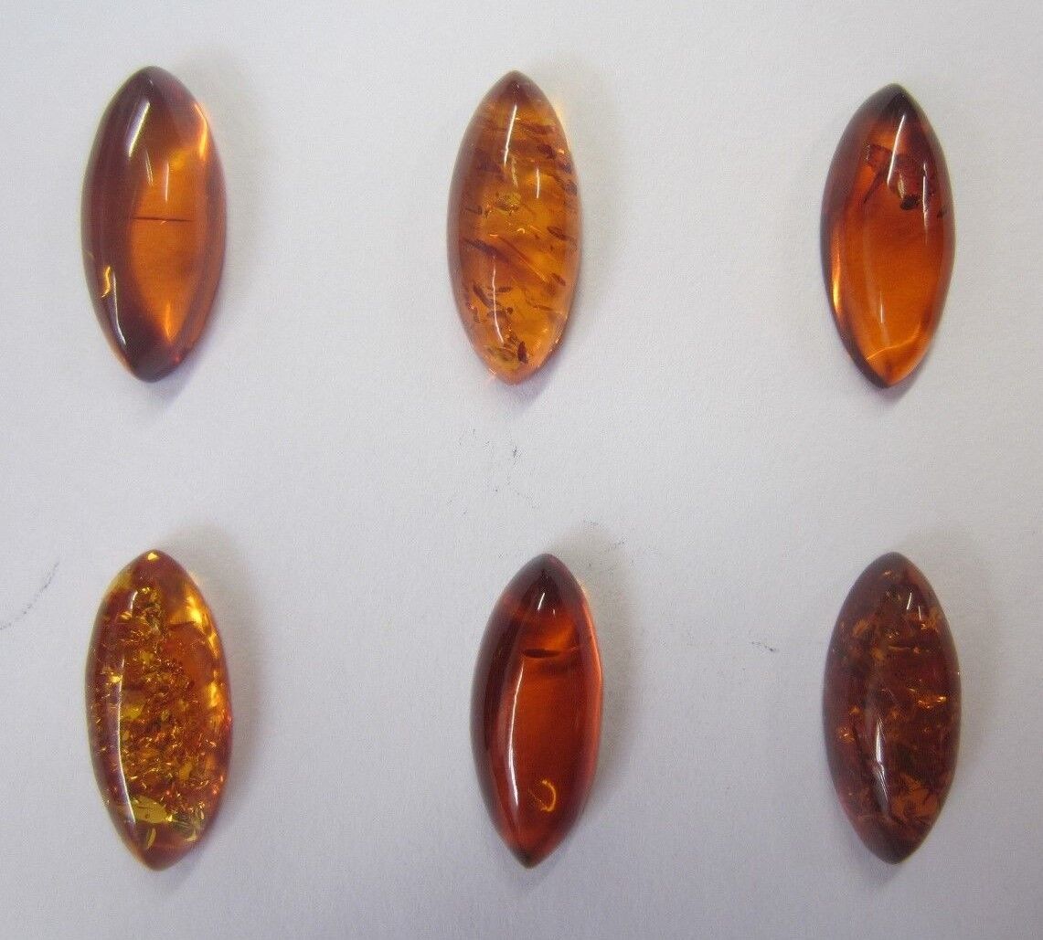 Natural Amber Marquise Cabochon High Quality Gemstones 6x14mm Jewelry Making