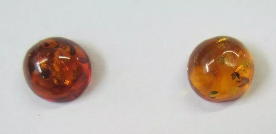 2pcs 7mm Natural Orange Amber Round Cabochon High Quality Gemstones Jewelry