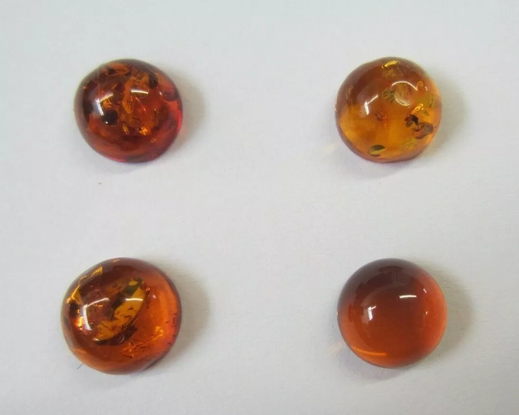 2pcs 7mm Natural Orange Amber Round Cabochon High Quality Gemstones Jewelry