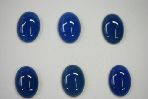 10pcs 6x8mm Natural Blue Onyx Calibrated Oval Cabochon Gemstones Gems Jewelry