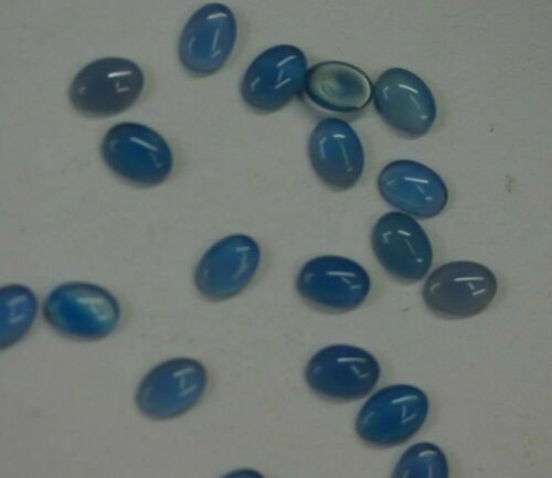 10pcs 6x8mm Natural Blue Onyx Calibrated Oval Cabochon Gemstones Gems Jewelry