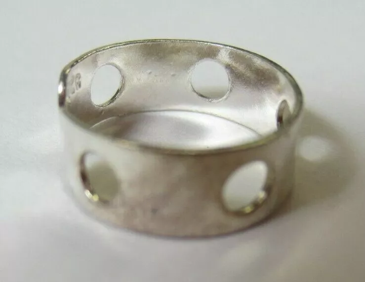 Solid 925 Sterling Silver Adjustable Toe Ring Round Holes Design Jewelry T8