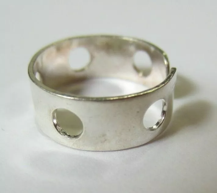 Solid 925 Sterling Silver Adjustable Toe Ring Round Holes Design Jewelry T8