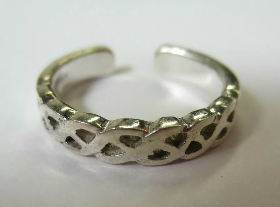 Sterling Silver Adjustable Thick Toe Ring Celtic Design Oxidized Jewelry T25