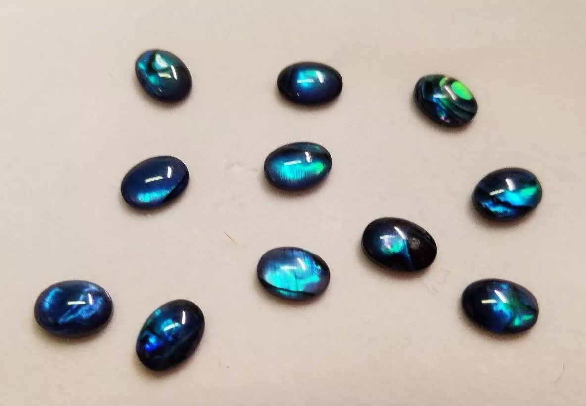 10 Blue Paua Shell Oval Cabochon High Quality 6x8mm Cabochons