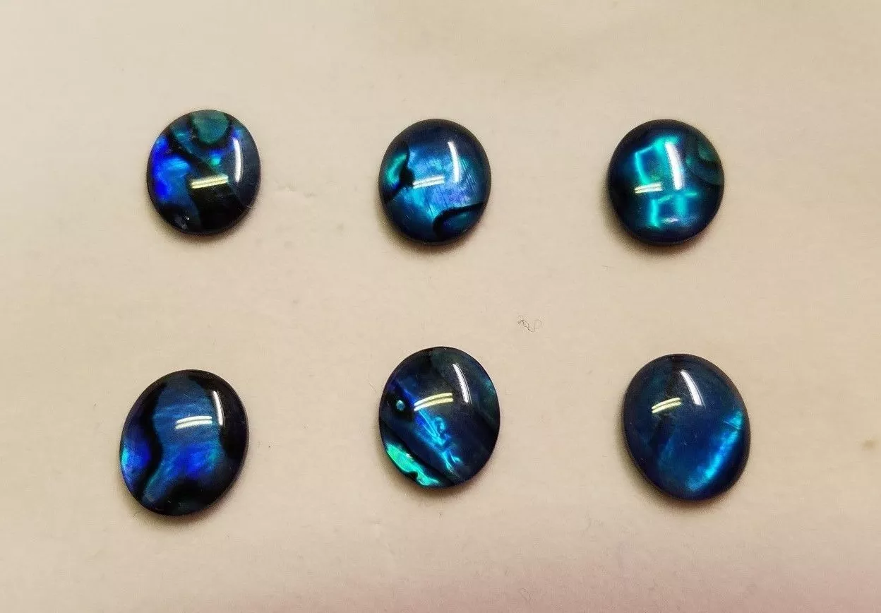 10 Blue Paua Shell Oval Cabochon High Quality 6x8mm Cabochons