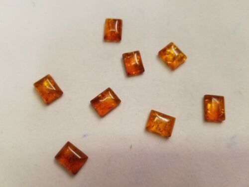 2pcs Natural Calibrated Rectangle Amber Cabochon Gemstones 6x8mm 8x6mm Jewelry