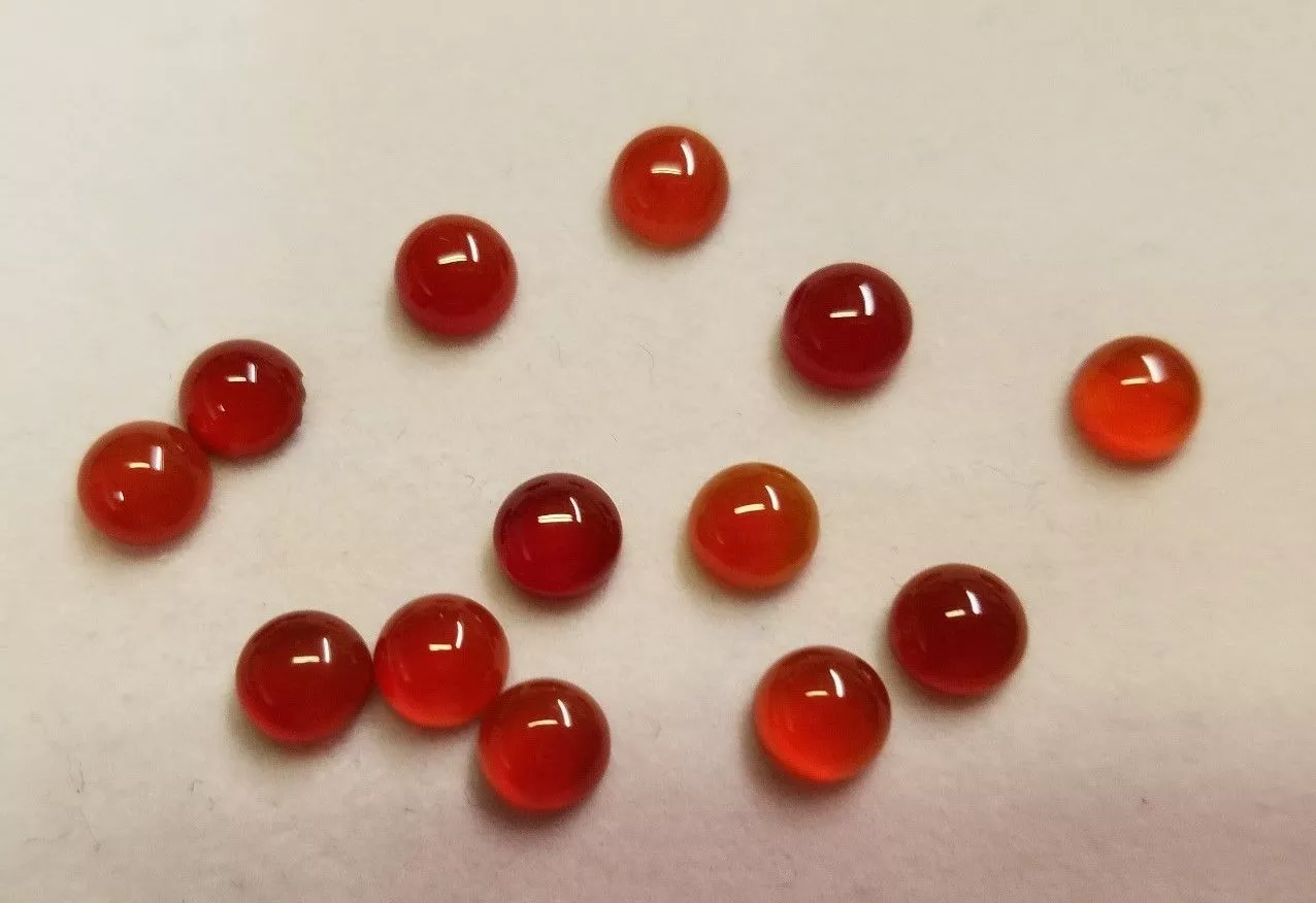 4pcs Carnelian Calibrated Round Cabochon 14mm